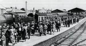 A Railway Station Platform full of Holidaymakers