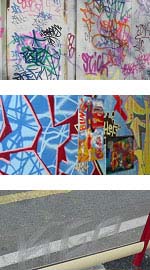Photographs showing different types of graffiti